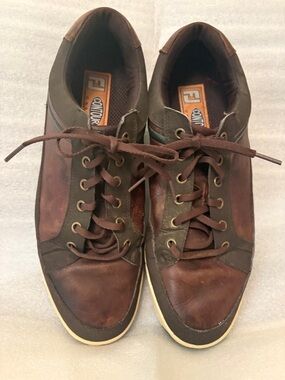 FootJoy Contour Casual Golf Shoes Mens 12 Brown Leather Spikeless FJ Comfort